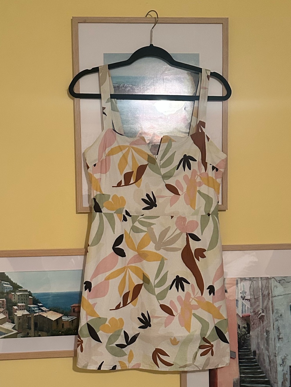 Charlie Holiday Cream Dress with Green and Brown Print